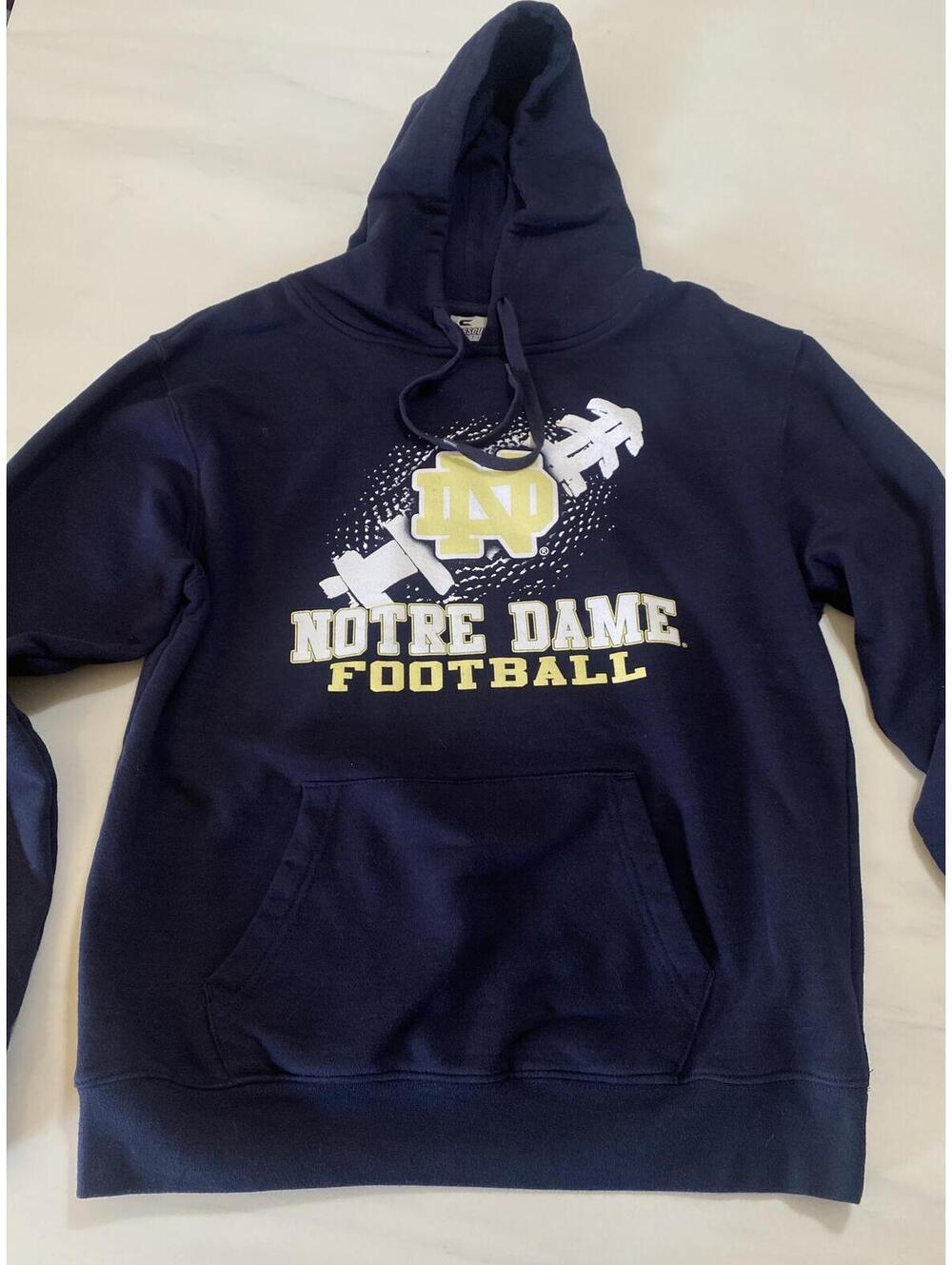 Notre Dame Football Navy Blue Hoodie Sweatshirt Medium